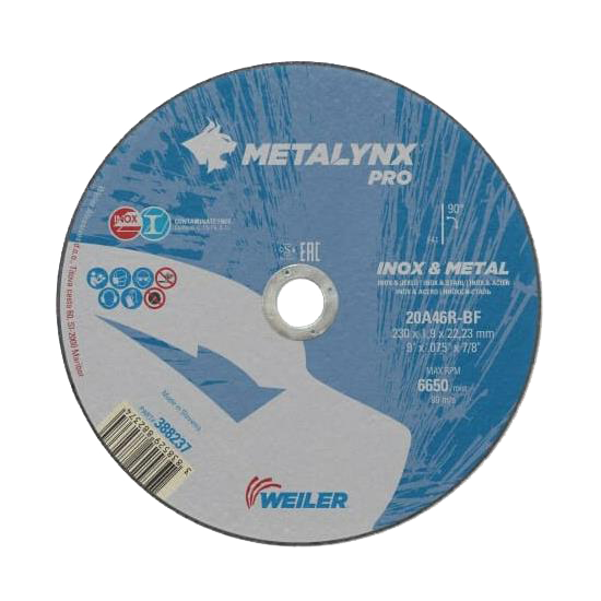 Stainless Steel Grinding Disc 9" (230 × 6.5 × 22 mm) – Inox
